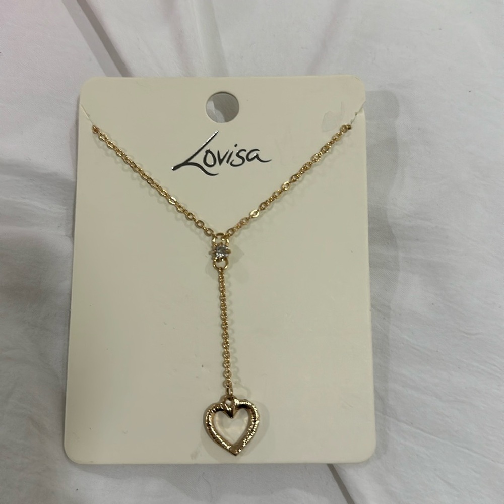 NWT Gold Heart Drop Necklace